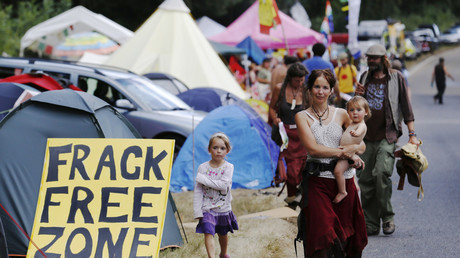 Proteste gegen Fracking in Balcombe, Südengland im August 2013