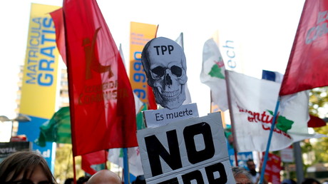 TPP-Gegner bei einer Demonstration in Santiago