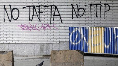 Anti-TTIP-Graffiti in Brüssel