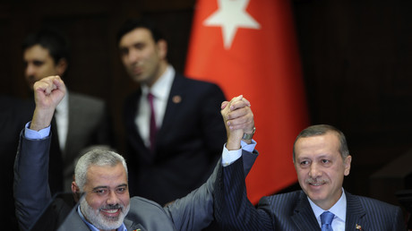 Erdoğan und der umstrittene Hamas-Führer Ismail Haniyya, 2012.