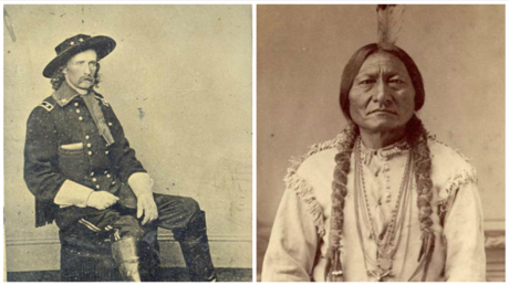 Das Oberhaupt der Hunkpapa-Lakota-Sioux, Sitting Bull, und Offizier George Armstrong Custer vom 7. US-Kavallerie-Regiment.
