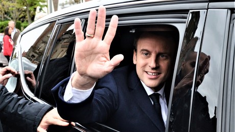 Der Präsidentschaftskandidat Emmanuel Macron am Wahltag am 23. April 2017.